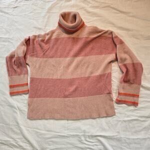 J.crew Womens Long Sleeve Sweater Striped Turtleneck Supersoft Yarn Medium